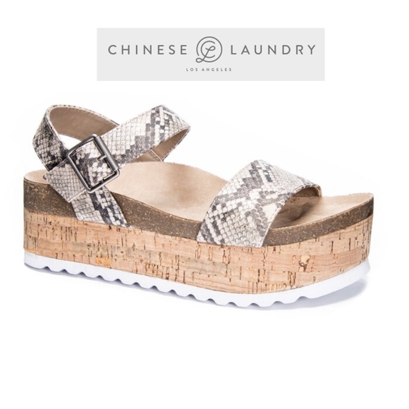 Chinese Laundry Shoes - Snakeskin Print Palms Platform Espadrille Sandal By Chinese Laundry